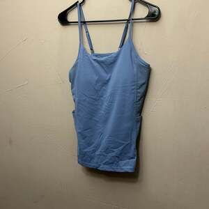 VOOVEEYA Women's XS Blue Athletic Camisole Yoga Tank Top with Built-in Bra and P